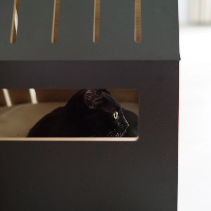 Dřevěný domeček pro kočky a malé psy – černý, 75 × 50 × 53 cm