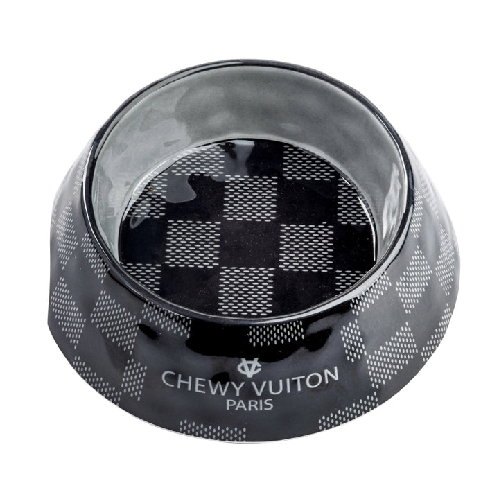 Chewy Vuiton miska pro psy – černý kostičkovaný vzor