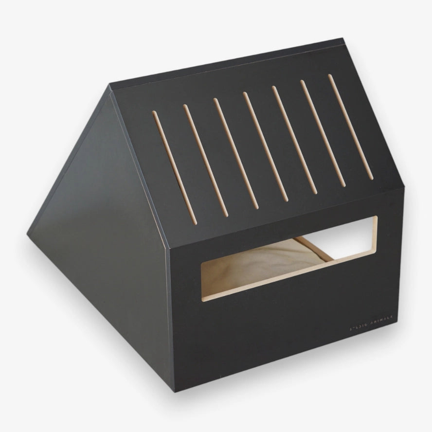 Dřevěný domeček pro kočky a malé psy – černý, 75 × 50 × 53 cm