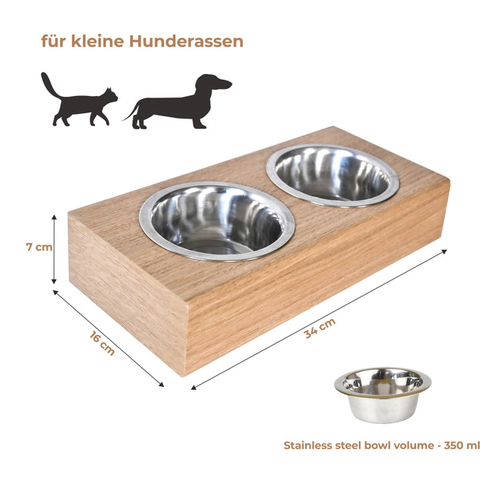 Nástěnný stojan na misky pro psy a kočky – dub