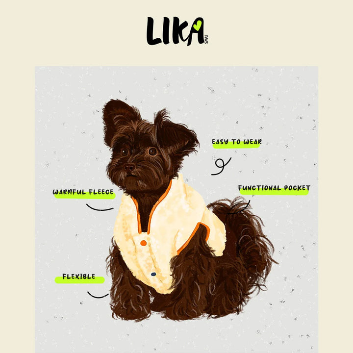 Outdoor fleece bunda pro psy – Krémová