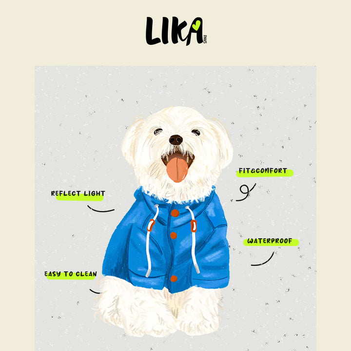 Modrá nepromokavá pláštěnka pro psy